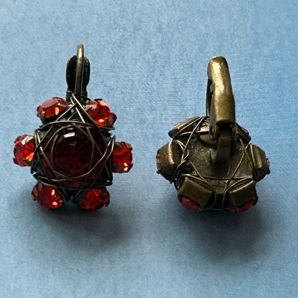 KONPLOTT By Miranda Konstantinidou Red Crystal, Leverback Earrings - Picture 3 of 7